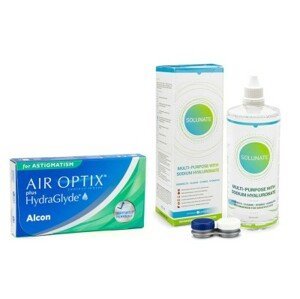 Alcon Air Optix Plus Hydraglyde for Astigmatism (6 čoček) + Solunate Multi-Purpose 400 ml s pouzdrem