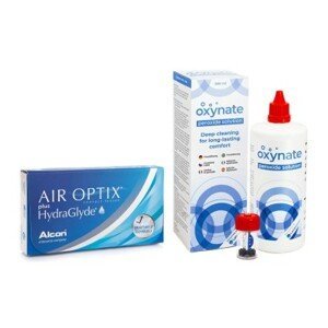 Alcon Air Optix Plus Hydraglyde (6 čoček) + Oxynate Peroxide 380 ml s pouzdrem