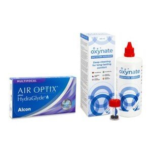 Alcon Air Optix Plus Hydraglyde Multifocal (3 čočky) + Oxynate Peroxide 380 ml s pouzdrem
