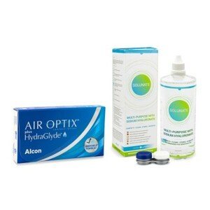 Alcon Air Optix Plus Hydraglyde (6 čoček) + Solunate Multi-Purpose 400 ml s pouzdrem