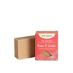 laSaponaria Tuhé olivové mýdlo BIO - Růžový olej a bambucké máslo (100 g)