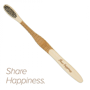 Mobake Motivační bambusový kartáček - "Share Happiness" (medium) 