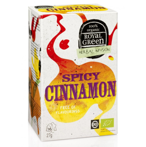 Royal Green Bylinný čaj Spicy Cinnamon BIO (27 g) s voňavou skořicicí a lékořicí
