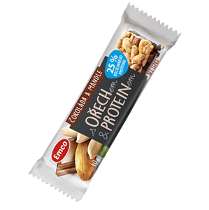 Emco Tyčinka s ořechem proteinem - Čokoláda a mandle 40 g - expirace