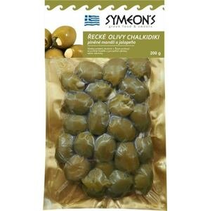 Symeons Zelené olivy plněné mandlí, jalapeňo 200 g
