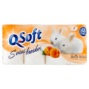 Q-Soft Toaletní papír s vůní broskví 3-vrstvý 8 ks