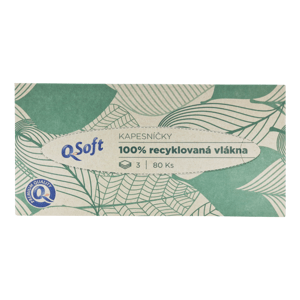 Q-Soft Papírové kapesníčky recyklované 3-vrstvé 80ks