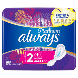 Always Platinum Super Hygienické Vložky S Křidélky 7 ks