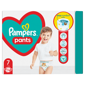 Pampers Plenkové Kalhotky Velikost 7, 74 dětské plenky, 17kg+