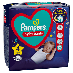 Pampers Night Pants Plenkové Kalhotky Velikost 4, 25 Kalhotek, 9kg-15kg