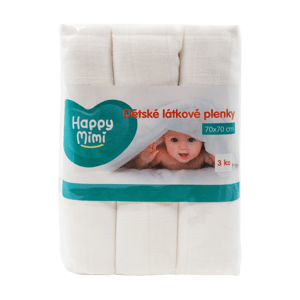 Happy Mimi Dětské látkové plenky bílé 70x70 cm 3 ks