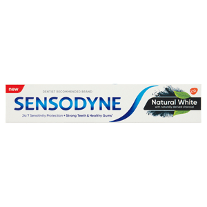 Sensodyne Natural White zubní pasta pro citlivé zuby s obsahem aktivního uhlí 75ml
