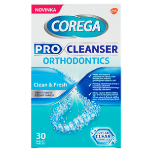Corega Pro Cleanser Orthodontics čístící tablety na rovnátka a chrániče, 30 ks