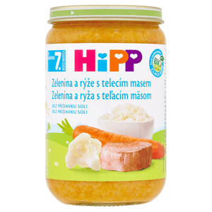 HiPP Bio zelenina a rýže s telecím masem 220g