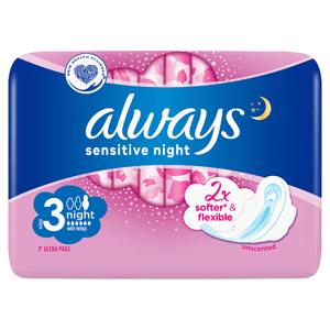 Always Ultra Sensitive Night (Velikost 3) Vložky S Křidélky 7 ks