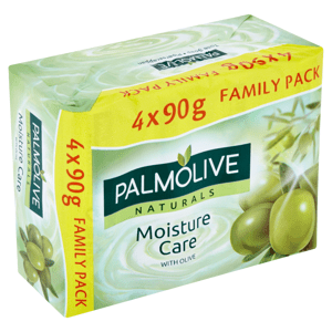 Palmolive Naturals tuhé mýdlo s výtažky z mléka a oliv 4x90g - family pack