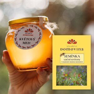 Včelařství Domovina Med květový jarní 750 g a semínka luční květiny